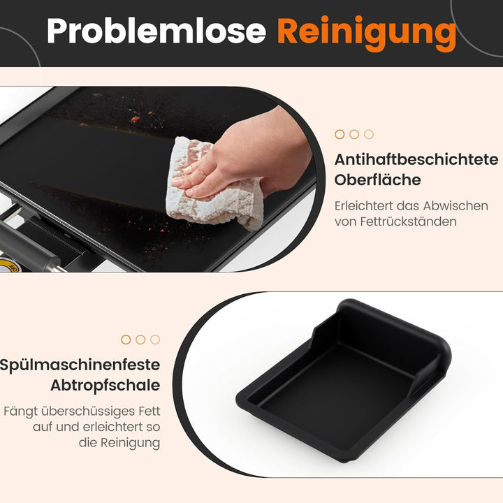 RELAX4LIFE Tischgrill elektrisch, 68,5 x 22,5 cm extra lange Teppanyaki-/Plancha-Grillplatte, Elektr