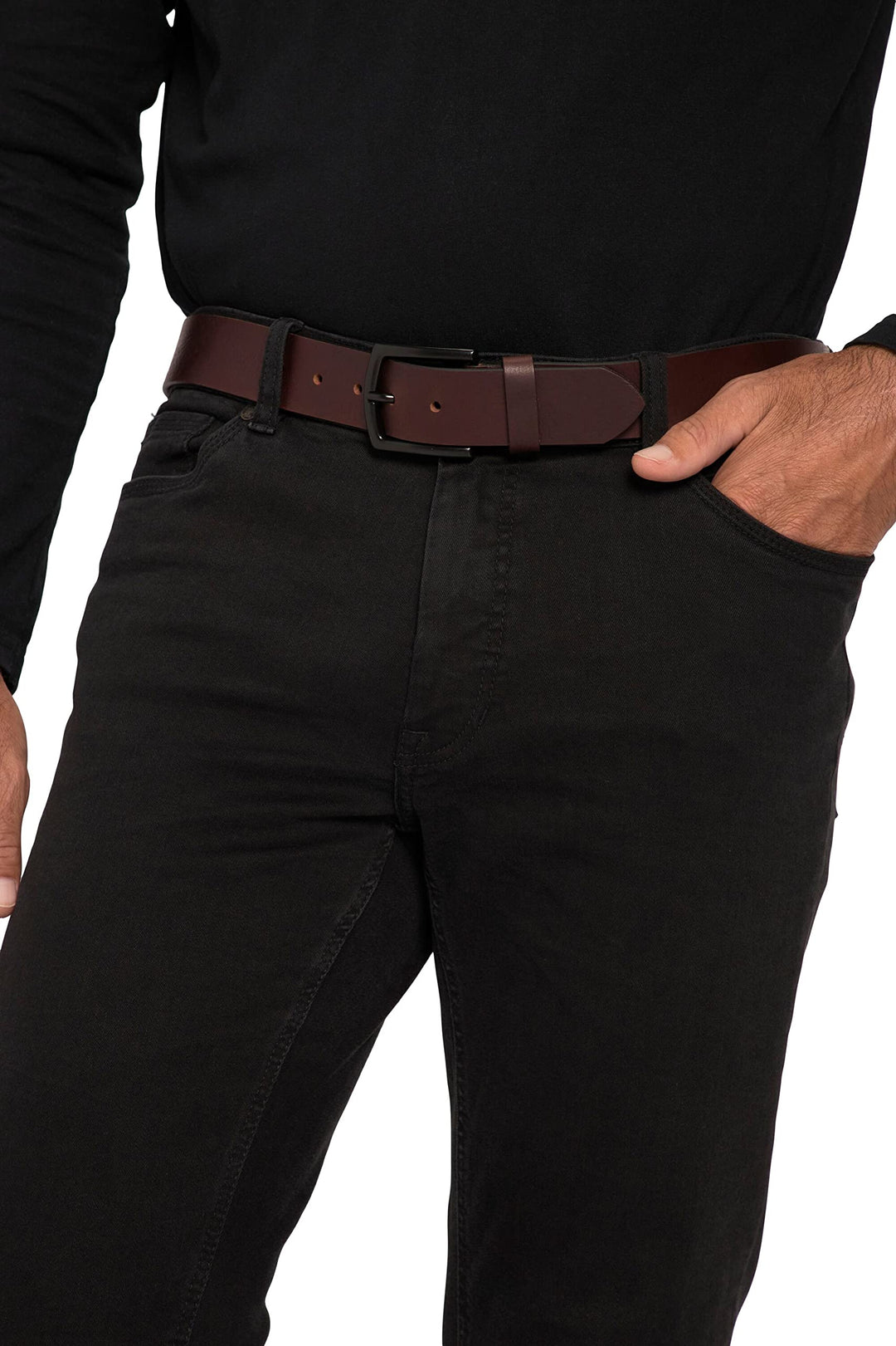 JP 1880 Herren grosse Grössen Übergrössen Menswear L-8XL Leder-Gürtel, Metall-Schliesse, 4cm breit,