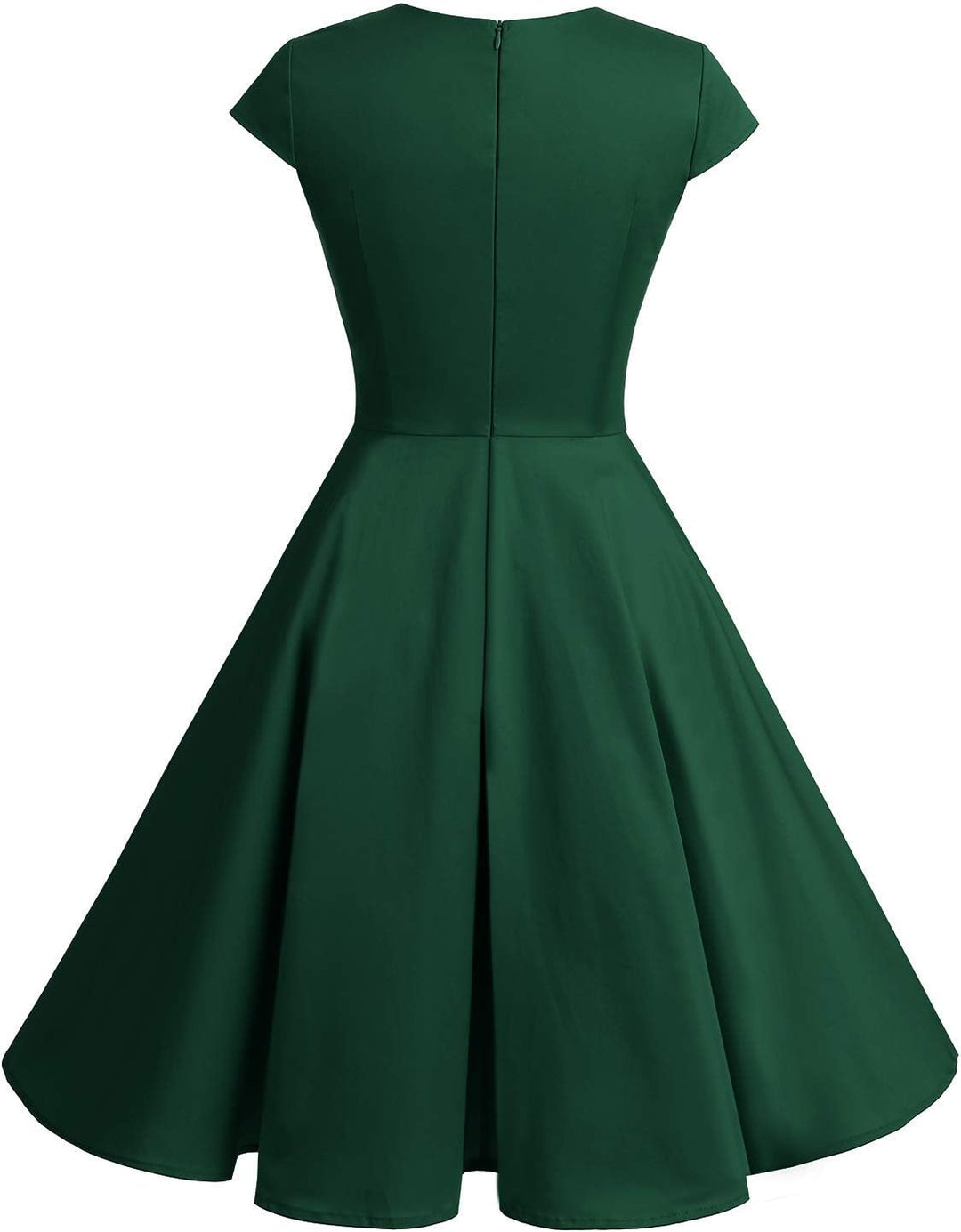 Bbonlinedress 1950er Vintage Retro Cocktailkleid Rockabilly V-Ausschnitt Faltenrock XS 01-dark Green