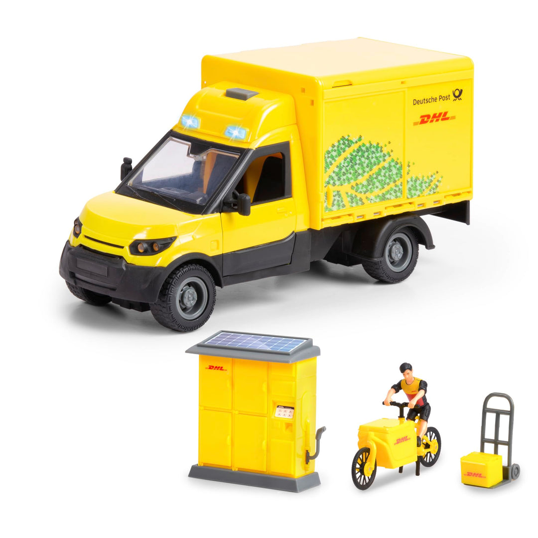 Dickie Toys - DHL Delivery Set (25 cm) - Paketzusteller-Spielset für Kinder ab 3 Jahre, DHL Postauto