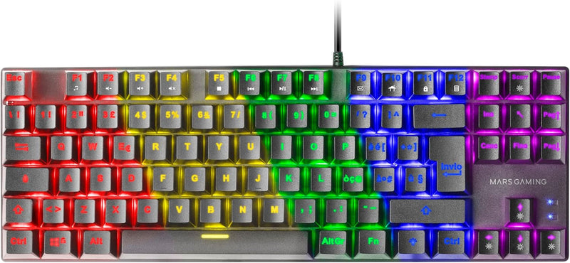 Mars Gaming MK80 Schwarz, Mechanische Gaming Tastatur TKL FRGB, Antighosting, Switch Mechanischer Bl