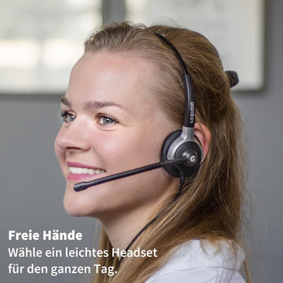 GEQUDIO Headset mit 2,5mm Klinke kompatibel mit Gigaset, Panasonic DECT Schnurlostelefon - Kopfhörer