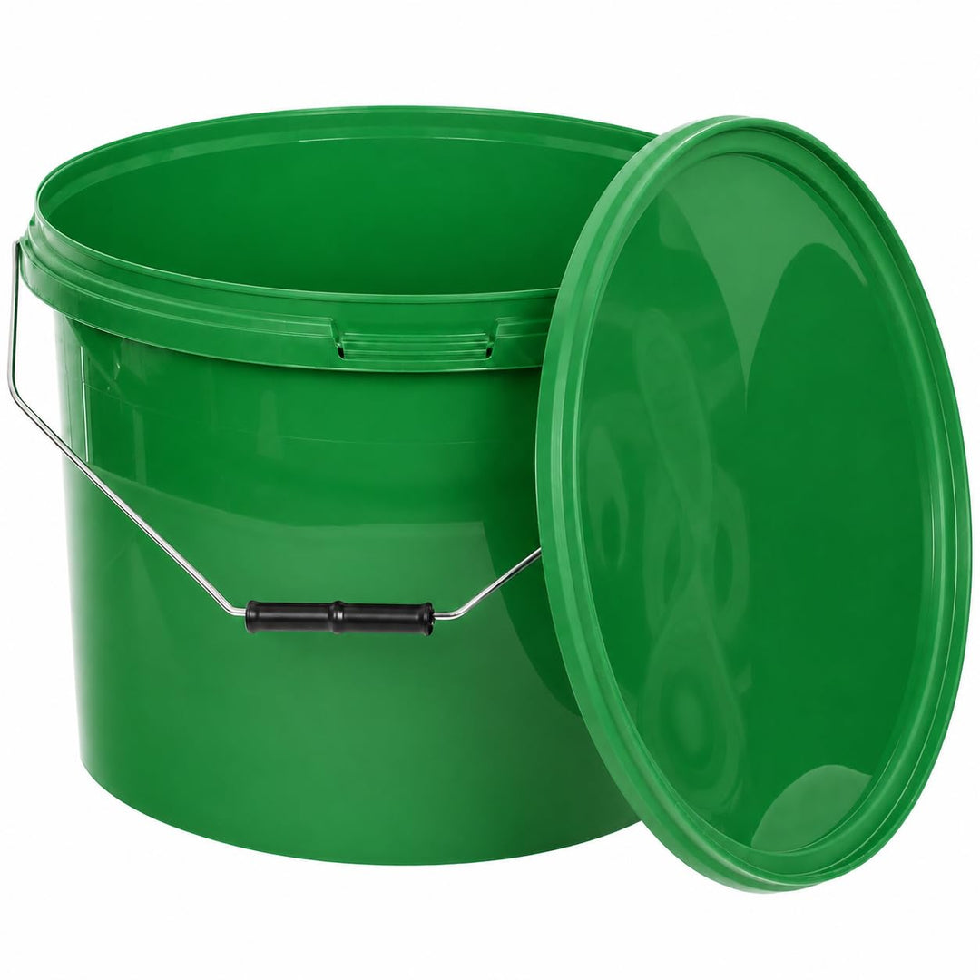 BenBow Eimer mit Deckel 10l grün 10x 10 Liter - lebensmittelecht, stabil, luftdicht, auslaufsicher,