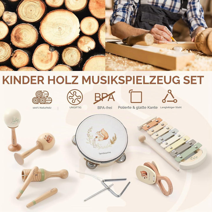OESSUF Musikinstrumente für Kinder ab 1 Jahr, Montessori Spielzeug Baby ab 1 2 3 Jahr Xylophone Tamb
