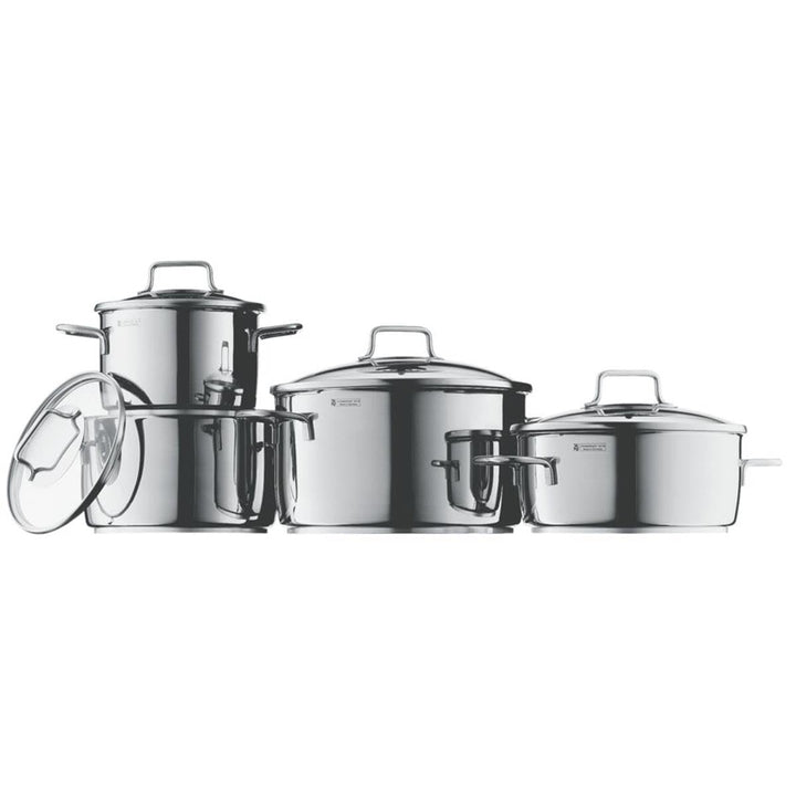 WMF Astoria Topfset Induktion 4-teilig, Kochtopf Set mit Glasdeckel, Cromargan Edelstahl poliert, In