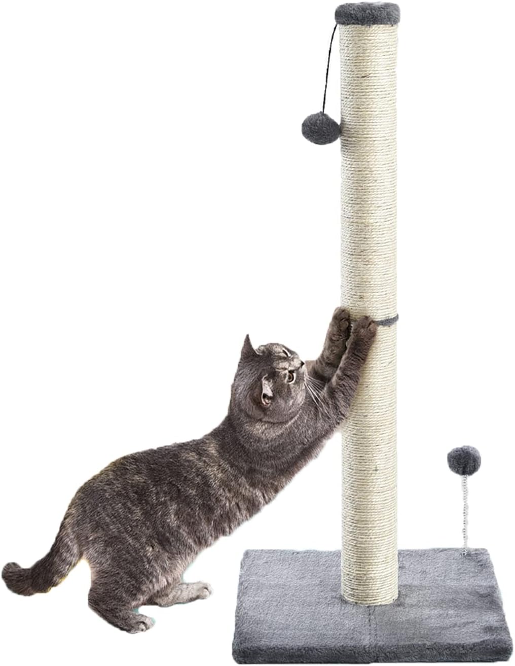 Kratzsäule für Katzen,Kratzbaum für Katzen 80cm Kratzsäule XXL Natural Sisal Seil Pole mit hängendem