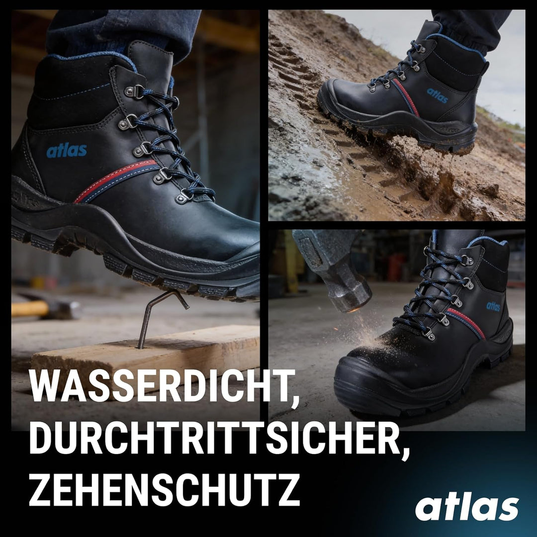 Atlas Anatomic Bau 500, Arbeitsschuh Klasse: EN ISO 20345:2011 S3, Schwarz, 49 EU