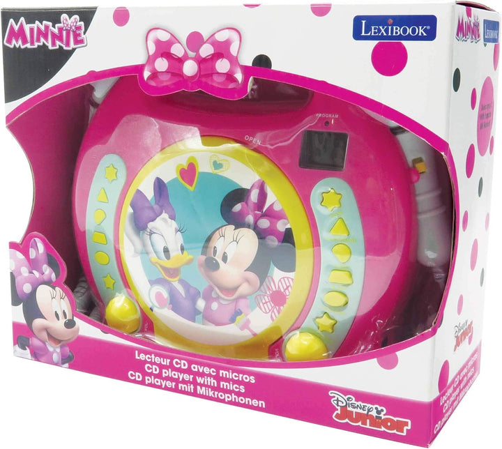 Lexibook Disney Junior Minnie Maus, CD-Player mit 2 Spielzeug-Mikrophonen, Kopfhöreranschluss, Batte