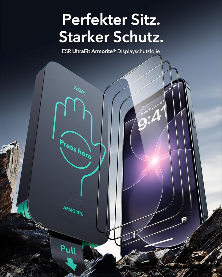 ESR für iPhone 14/13/13 Pro für Panzerglas, 9H+ Displayschutzfolie aus gehärtetem Glas 3 Stück, blas