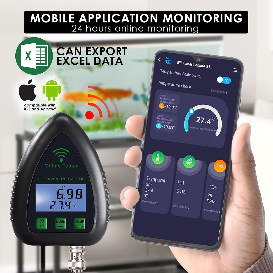 Wasser Qualität Prüfer pH/TDS/Salz/S.G/Temperatur Online APP Überwachung WiFi Prüfer für Aquarium Hy