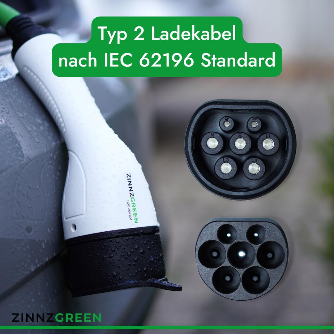 Typ2 Ladekabel 22kW & 32A für Elektroauto und Hybrid - 7m, Dreiphasen Ladekabel Typ2 auf Typ2 - IP54