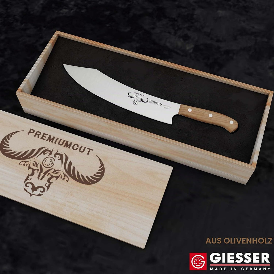 GIESSER seit 1776 - Made in Germany - Kochmesser Olivenholz 30 cm, PremiumCut Barbecue No 1, rostfre