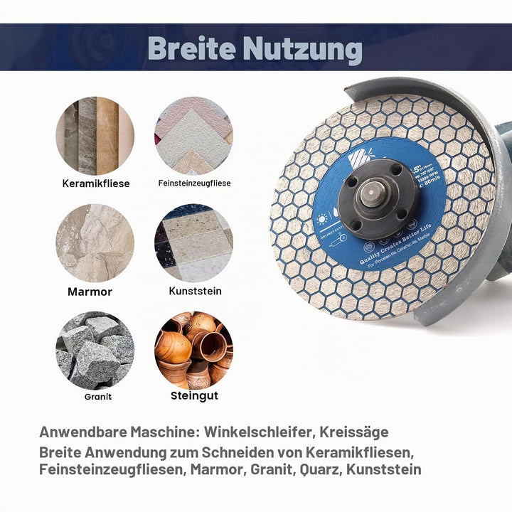 Diamant Trennscheibe 115mm - BRSCHNITT Doppelseitig zum Schneiden und Schleifen Granit Marmor Fliese