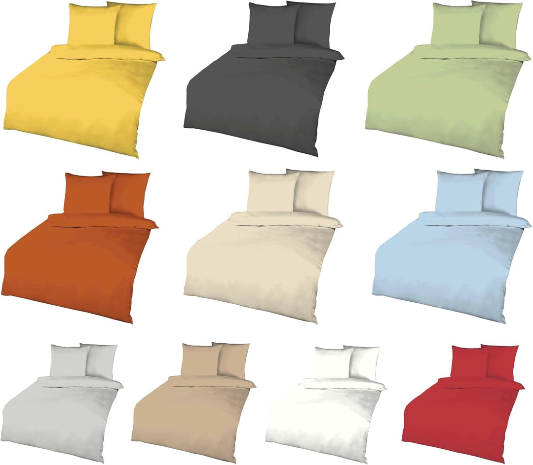 Kaeppel Biber Bettwäsche Uni Gelb Sand Lind Hellblau Terra Weiss Rot Anthrazit Leinen Silber Einfarb