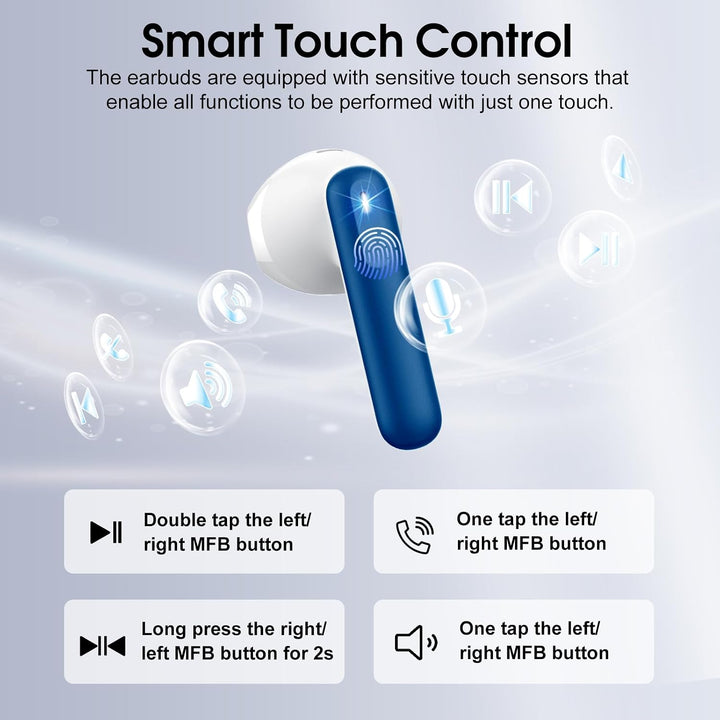 Bluetooth Kopfhörer 5.4, Kopfhörer Kabellos Bluetooth In Ear mit 6 ENC Noise Cancelling Mics, 40Std