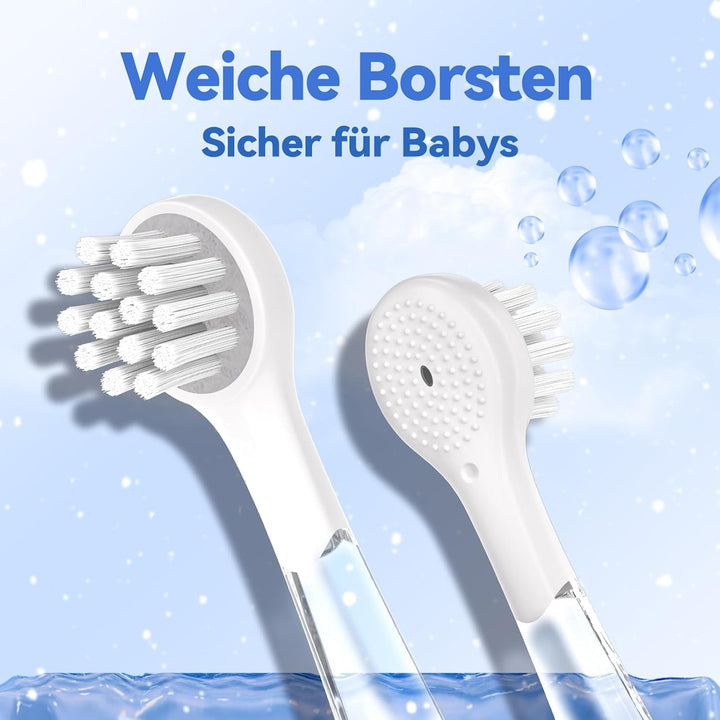 Seago Elektrische Zahnbürste Kinder ab 0-3 Jahr mit LED Licht, Weichen BPA-freiem Runder Gummierte B