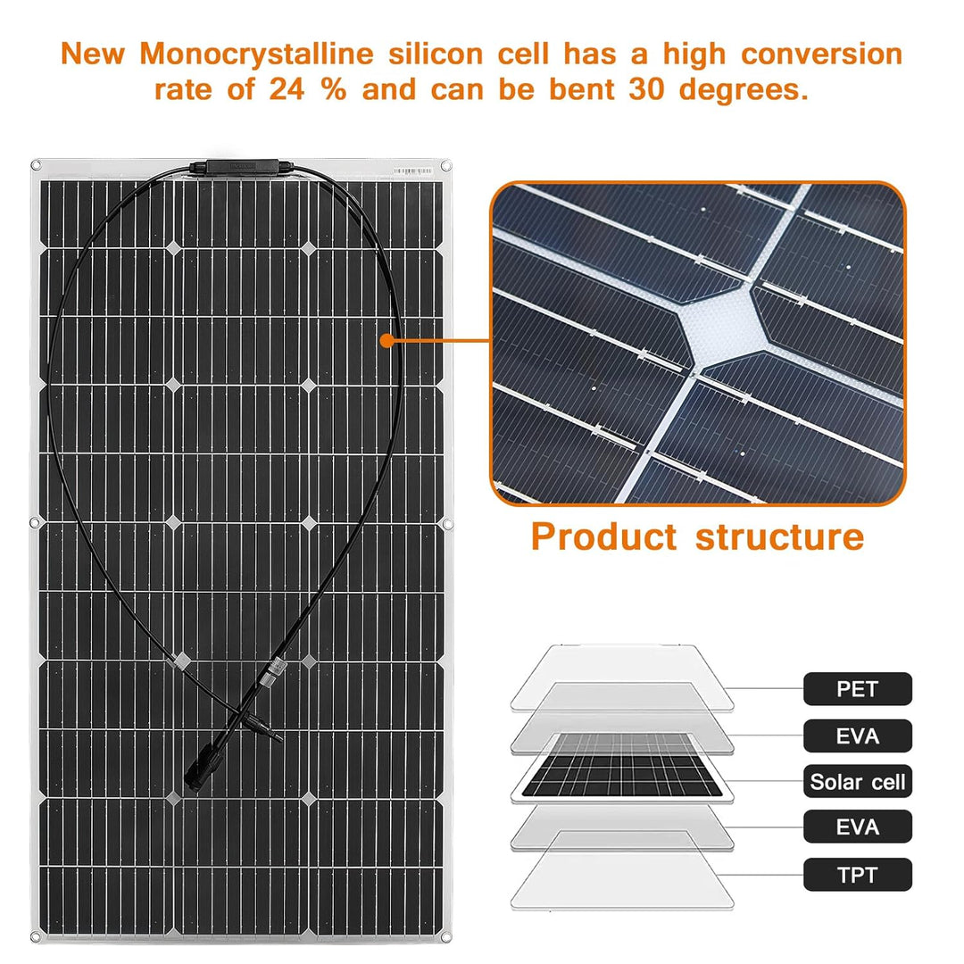 400W 12V Flexibel Solarpanel 4x100W 18V Monokristalline Photovoltaik Solarmodule für Batterien, Wohn