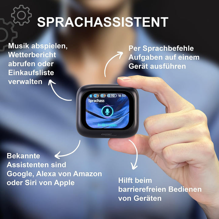 auvisio Kopfhörer mit Akku: 2er-Set Kabellose In-Ear-Kopfhörer mit Touchscreen-Ladecase & ANC (mit F