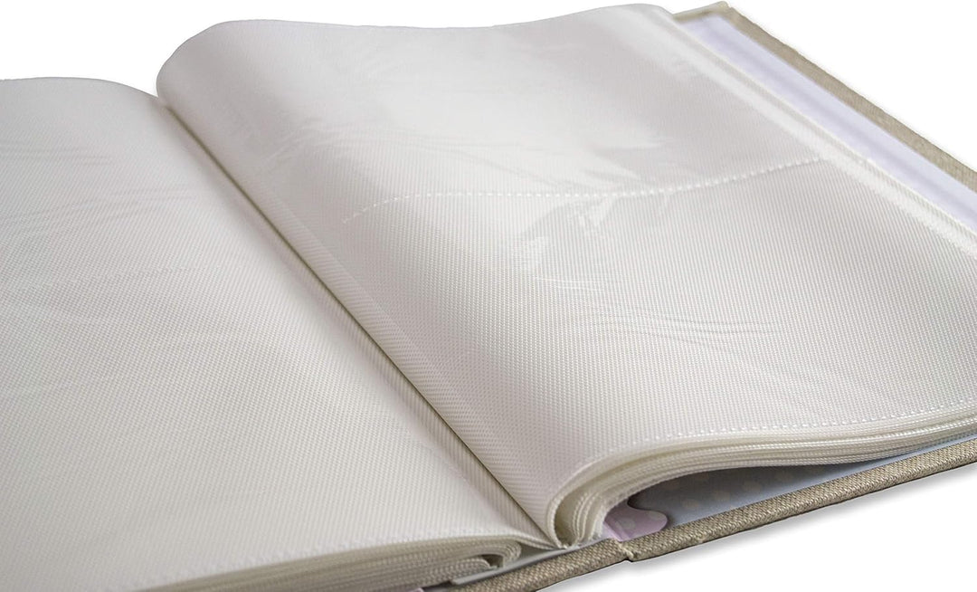 Fotoalbum mit Einsteckfächern 21 x 28 cm für 200 Fotos 13 x 18 cm, Einband aus naturfarbenem Leinen