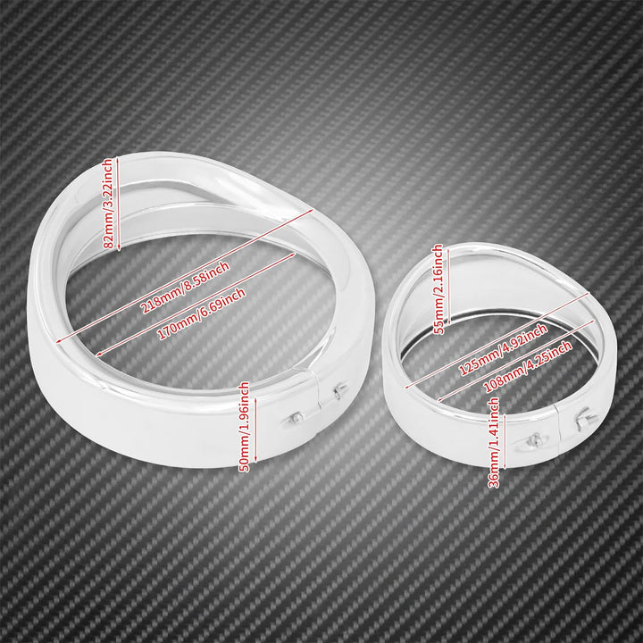 HCmotorku Motorrad 17,8 cm Scheinwerfer-Zierring 11,4 cm Nebelscheinwerfer-Zierring-Set Visier-Stil