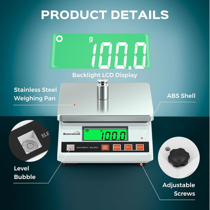 Bonvoisin 6000g, 0.1g Hochpr?zise Digitale Elektronische Waage Industrielle Z?hlwaage Küchenschmuckw
