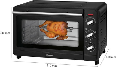 Bomann MBG 6023 CB Multi-Backofen, 30 Liter Backraum, Umluft + Ober- und Unterhitze, inkl. Drehspies