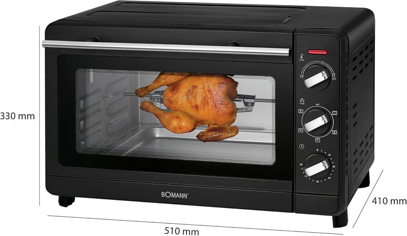 Bomann MBG 6023 CB Multi-Backofen, 30 Liter Backraum, Umluft + Ober- und Unterhitze, inkl. Drehspies