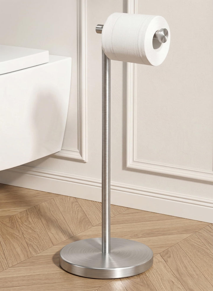 KES Toilettenpapierhalter Stehend Mit Gewichteter Basis, Klopapierhalter Klorollenhalter Freistehend