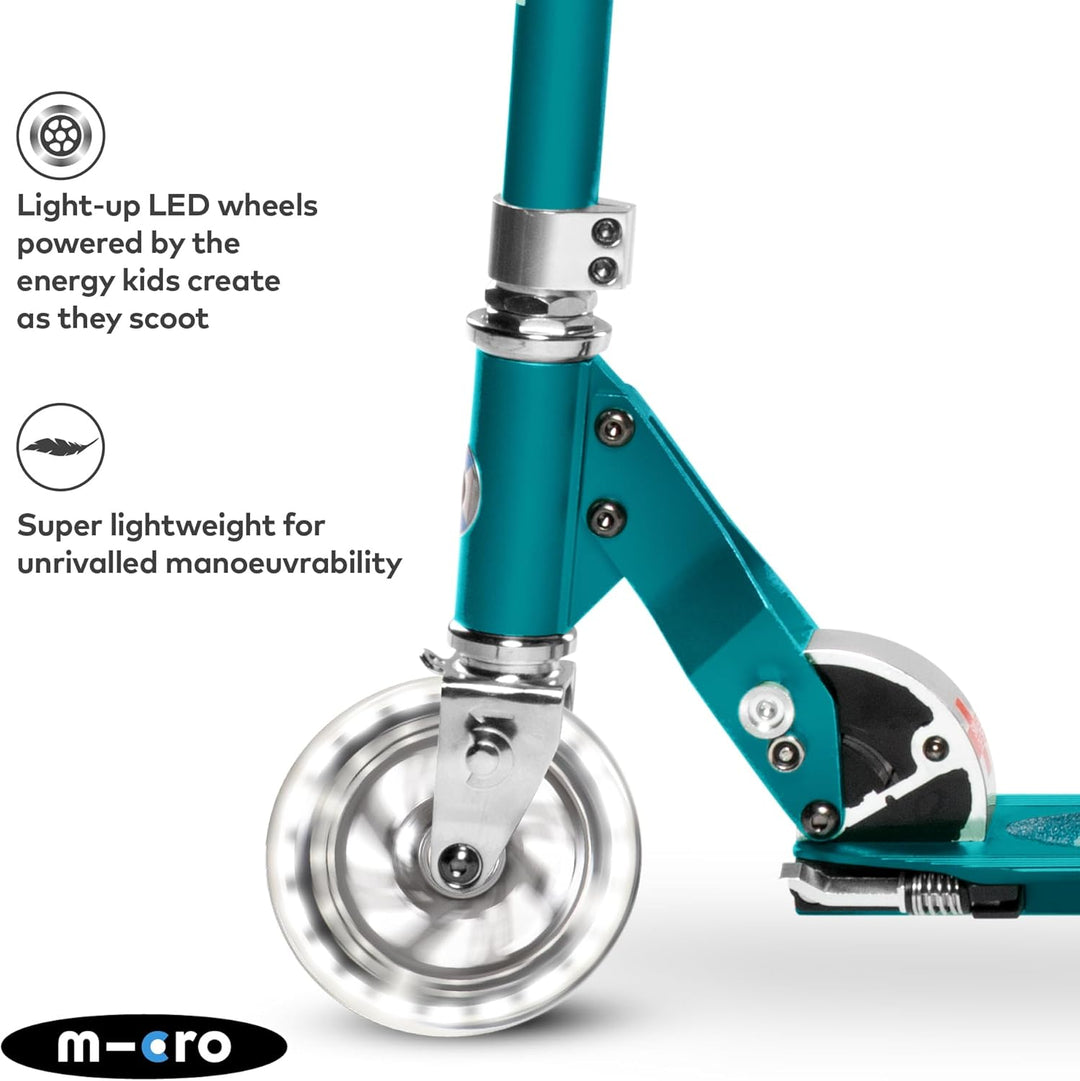 Micro Roller | Micro Sprite LED Kinderroller | Lenker verstellbar | Leuchtrollen | Faltbar | 5-12 Ja