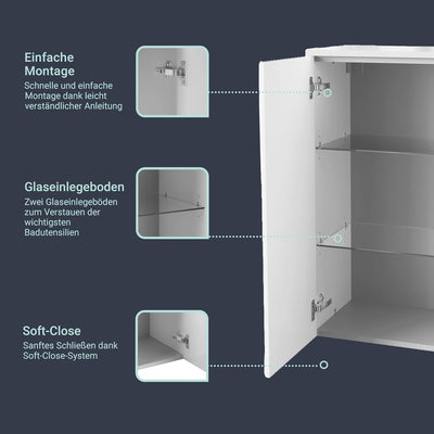 FACKELMANN Milano Doppelmidischrank mit Türen – Schrank fürs Badezimmer (60,2 cm x 82,6 cm x 32 cm)