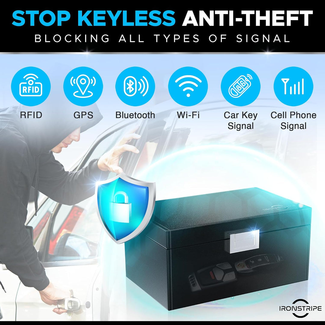 Ironstripe Keyless Go Schutz Autoschlüssel Box, Extra Gross 19 x 12 x 9 cm Faraday Box, Diebstahlsch
