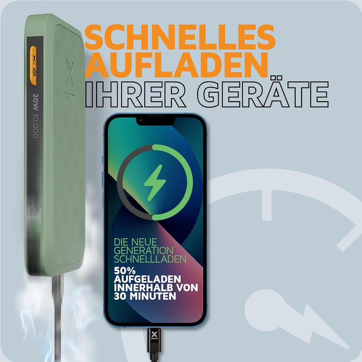 Xtorm Fuel Series 5 20W Powerbank, 10.000mAh, 2 x USB-C / 1 x USB-A, Flugzeugfest, Geeignet für Sams