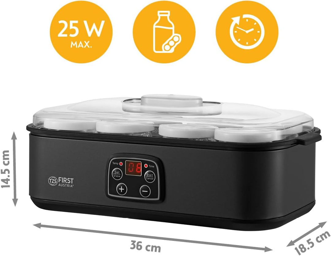 TZS First Austria - Joghurtbereiter 25W inkl. 8 Glasbehälter à 180 ml für bis 1,4L selbstgemachten J