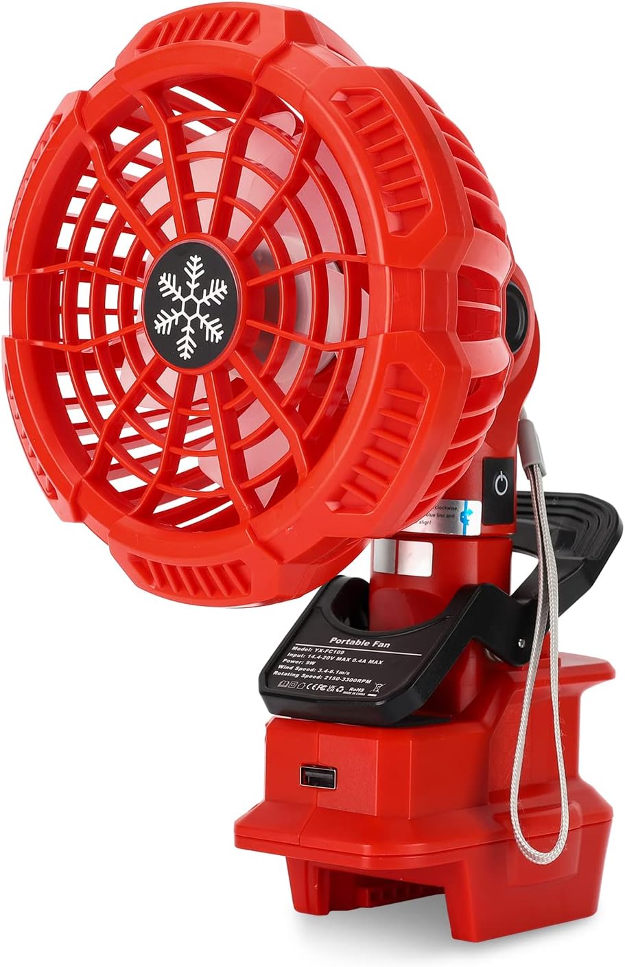 Tragbarer Clip-on-Ventilator für Milwaukee M18 Akku, 18v Leise akku ventilator mit 3 energieeffizien