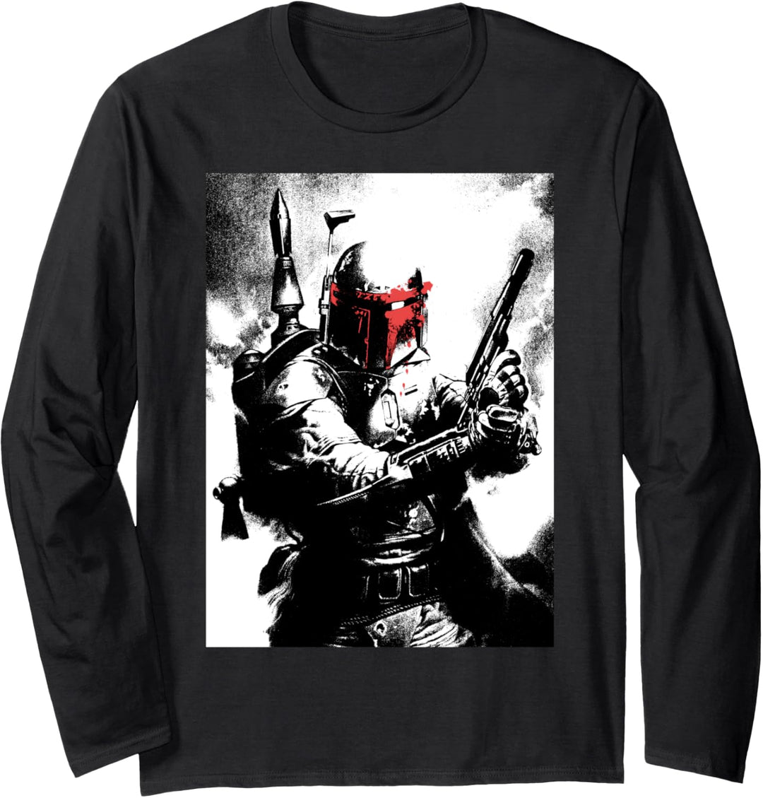 Star Wars Bobba Fett Negative Poster Langarmshirt