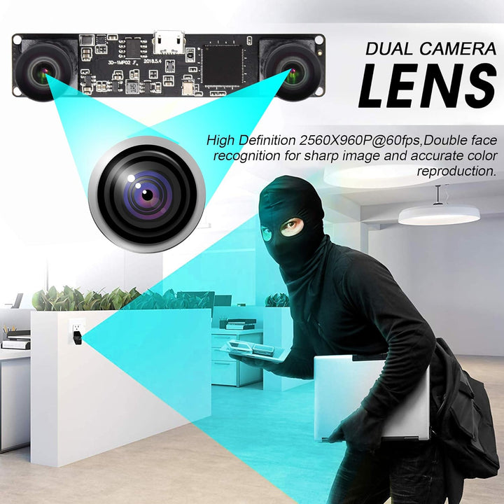 G Doppelobjektiv USB Kameramodul 960p 60fps 3D Stereo Synchronisiertes Webcam Board Modul,1,3MP Dual