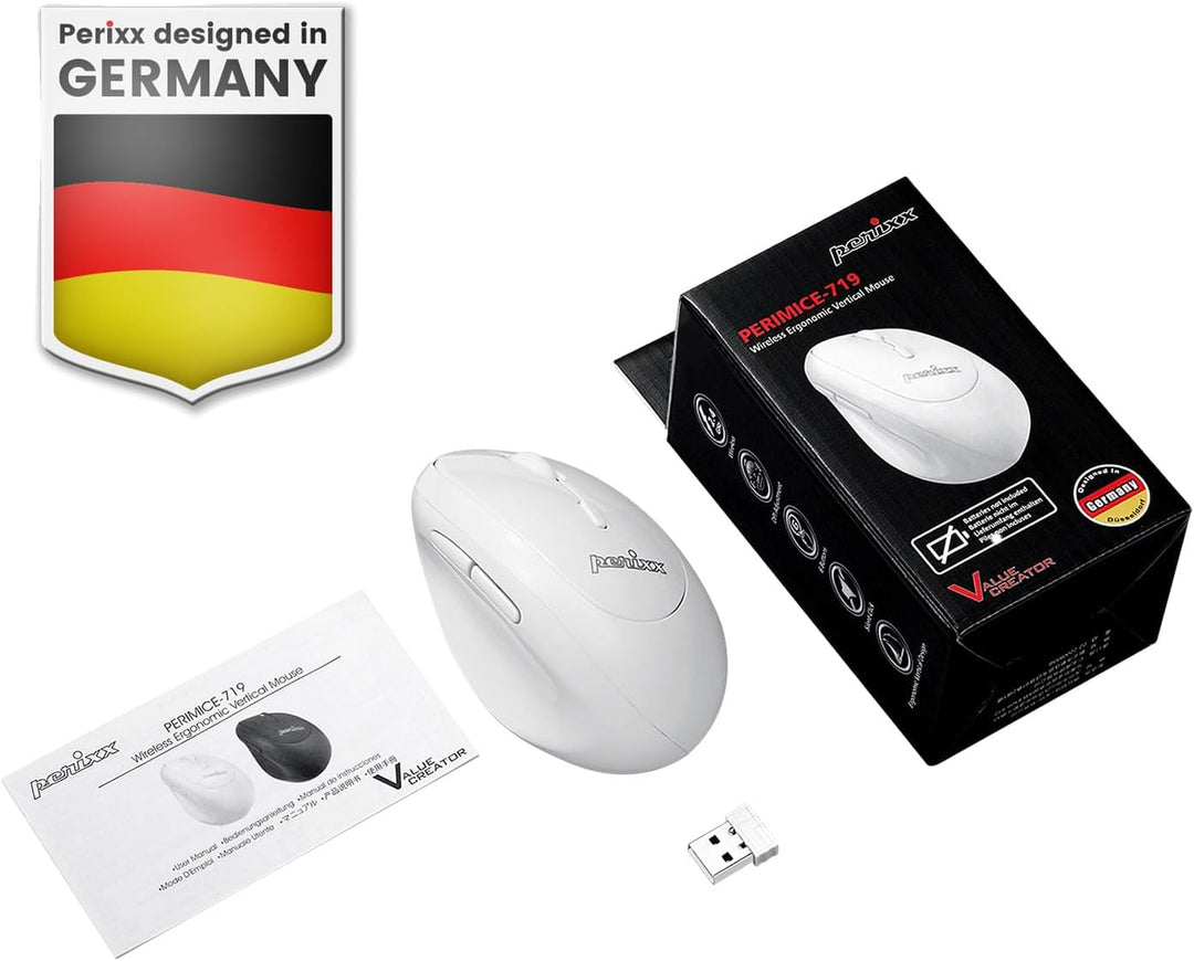 Perixx PERIMICE-719 Ergonomische Maus - Vertikales Design -Extra für kleine Handgrössen und für Unte