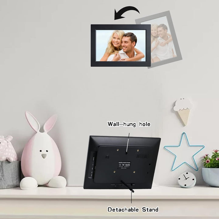 Frameo Digitaler Bilderrahmen WLAN-10,1 Zoll Digitaler Fotorahmen 1920x1200 HD Touchscreen mit 32GB