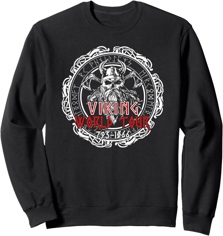 Viking World Tour mit Rückendruck Wikinger Nordische Krieger Sweatshirt