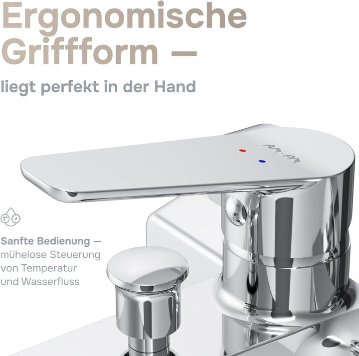 AM.PM Hit FTA10000 Wassersparende Wannen- und Brausebatterie kraztfest, leicht zu reinigen, Badewann