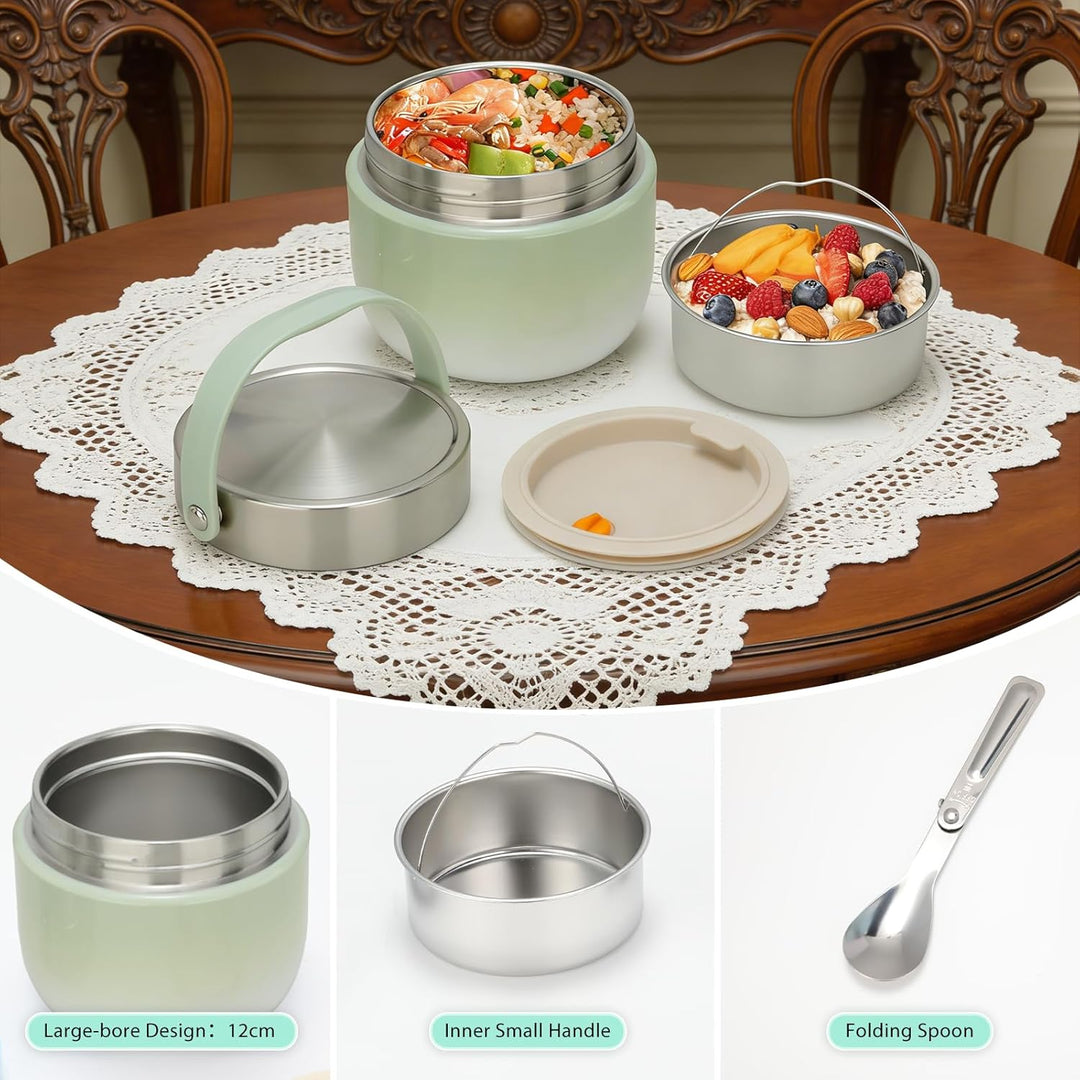 VINATO 1.2L Thermobehälter Für Essen Thermo Lunchbox Bento Box Erwachsene mit Edelstahl, Auslaufsich
