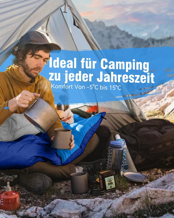 Schlafsack 3-4 Jahreszeiten, Outdoor Wasserdicht Ultraleicht Deckenschlafsack mit Innentasche für Er