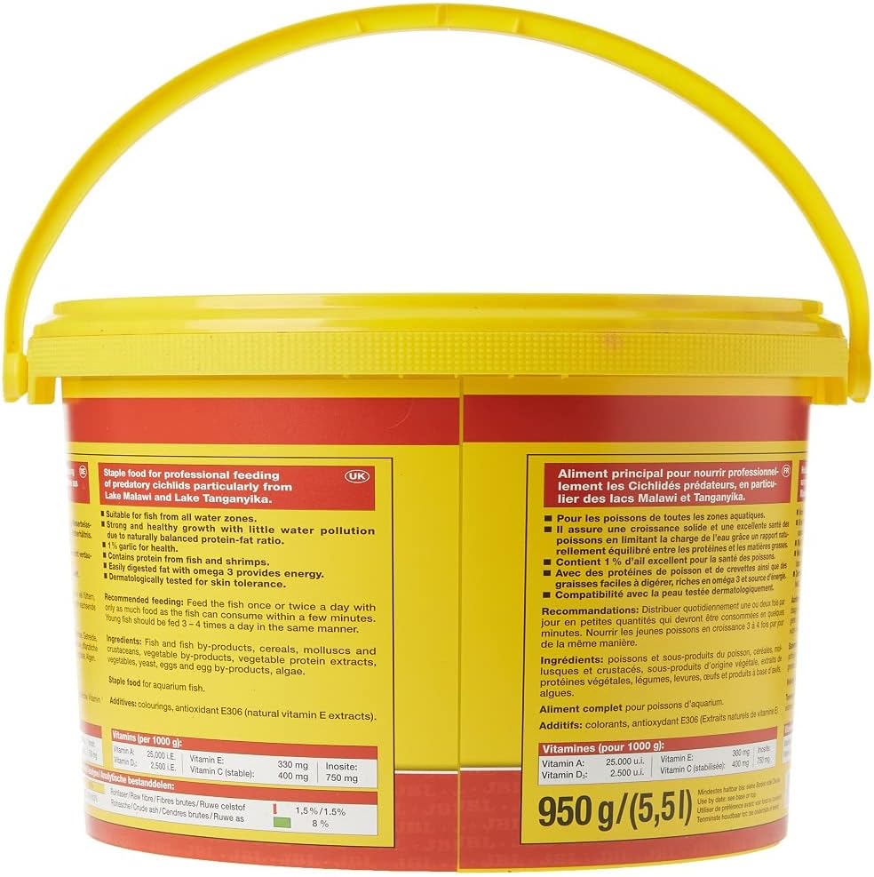 JBL NovoTanganjika 30022 Alleinfutter für räuberische Buntbarsche, Flocken 5,5 l larven 950 g (1er P