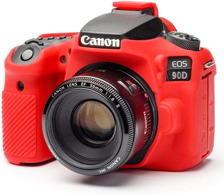 easyCover - Silikon Kameratasche - Schutz für Ihre Kamera - Canon 90D - Rot