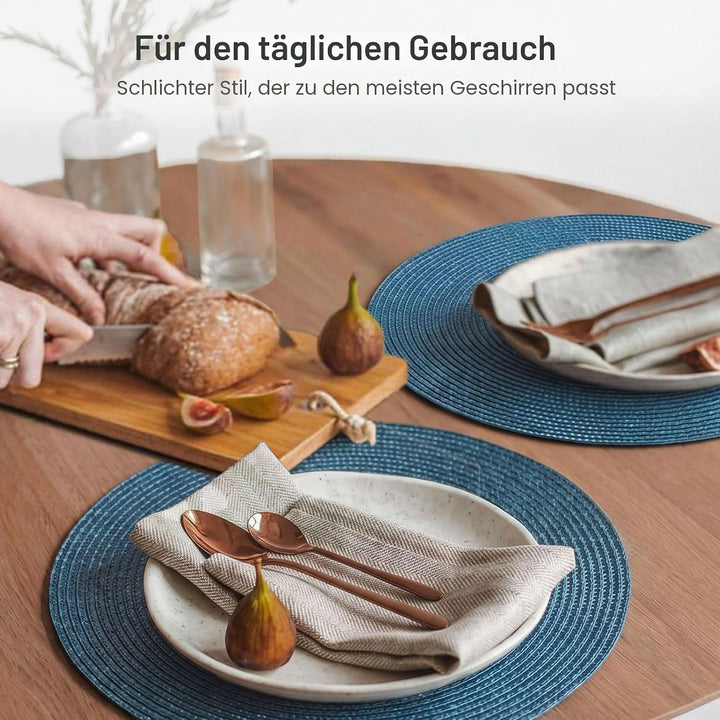 FunWheat Runde geflochtene Tischsets für Esstische, gewebt, waschbar, rutschfest, 38,1 cm, für den S