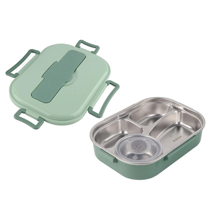 Lunchbox aus Edelstahl mit 4 Gittern, Box, Auslaufsichere Metallboxen, Tragbarer Lebensmittelaufbewa