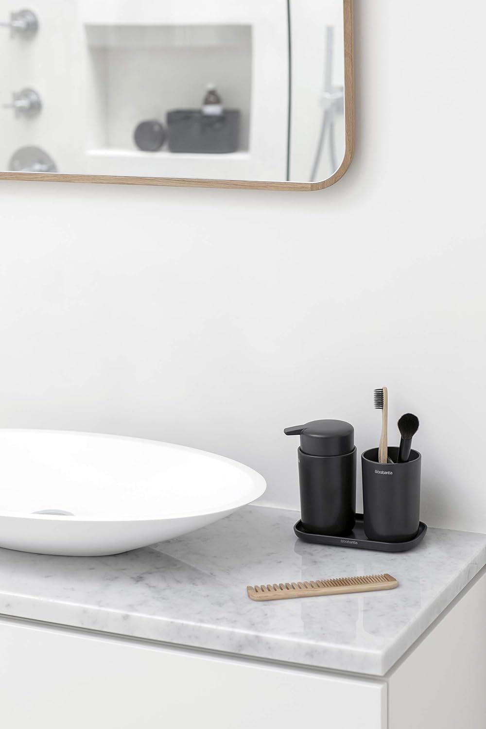 Brabantia Badezimmer-Set, Dunkelgrau, Set of 3 Dark Grey, Dark Grey