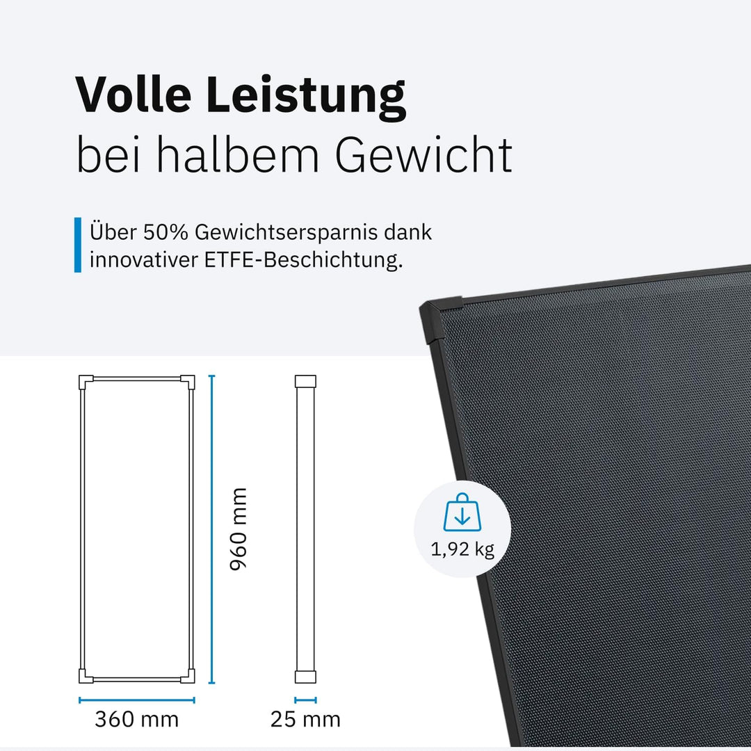 ECTIVE Solarpanel BSP 80 Black Lightweight – Ultraleichtes 80W 4,4A 72 Zellen 12V/24V Solarmodul – M