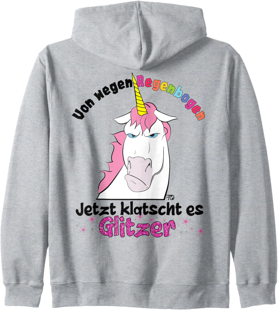 Böses Einhorn klatscht Glitzer lustiges Regenbogen Fun Kapuzenjacke