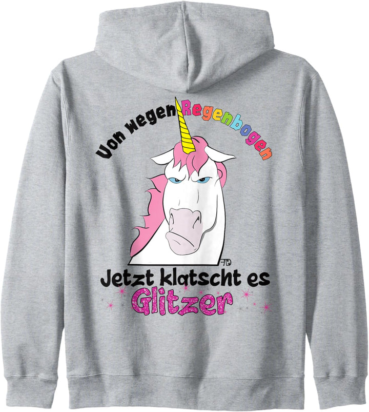 Böses Einhorn klatscht Glitzer lustiges Regenbogen Fun Kapuzenjacke